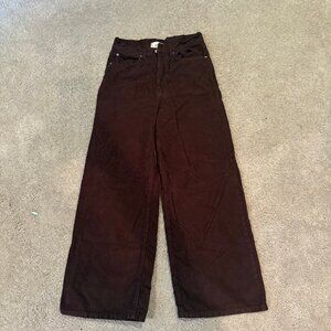 Urban Outfitters BDG High Wide Leg Dark Brown Corduroy Pants